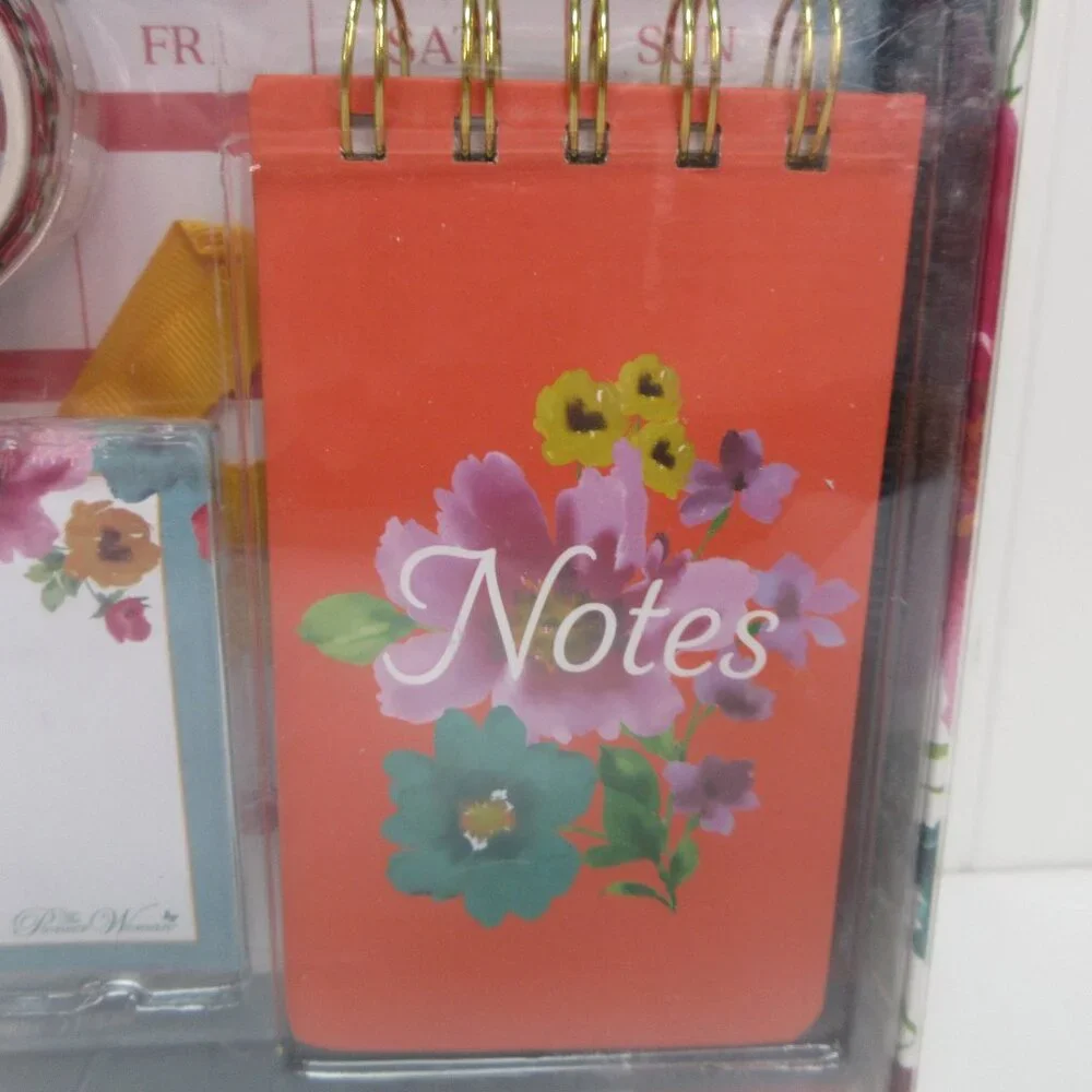 Pioneer Woman Breezy Blossom Menu Planner Clips Memo Pad Washi Tape Pen 12pc Set
